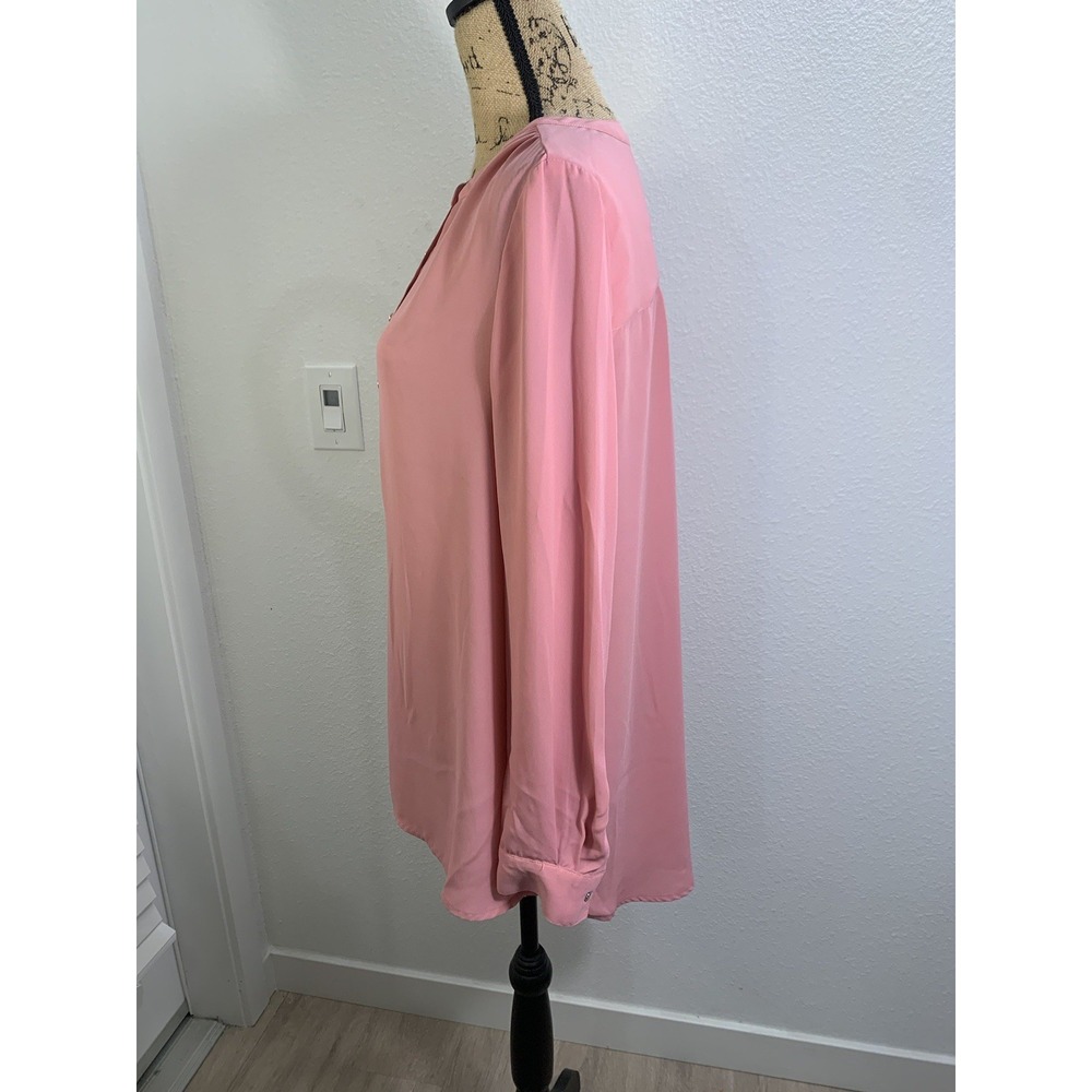 (G-223)Joan Vass New York Womens Pink Blouse Size M Long Sleeve Button Front 100 - Picture 5 of 8